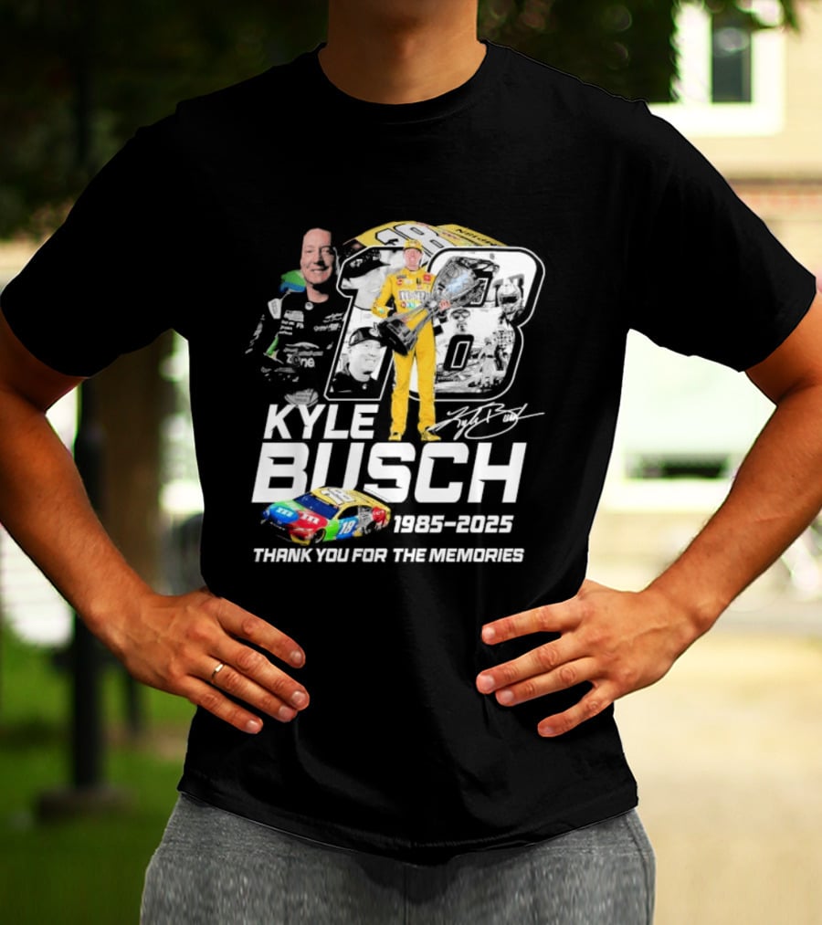 Kyle Busch Racing 1985 2025 Thank You For The Memories 18 Car NASCAR T-Shirt