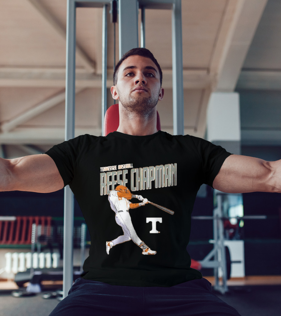 Tennessee Baseball Reese Chapman Swinging Action T-Shirt