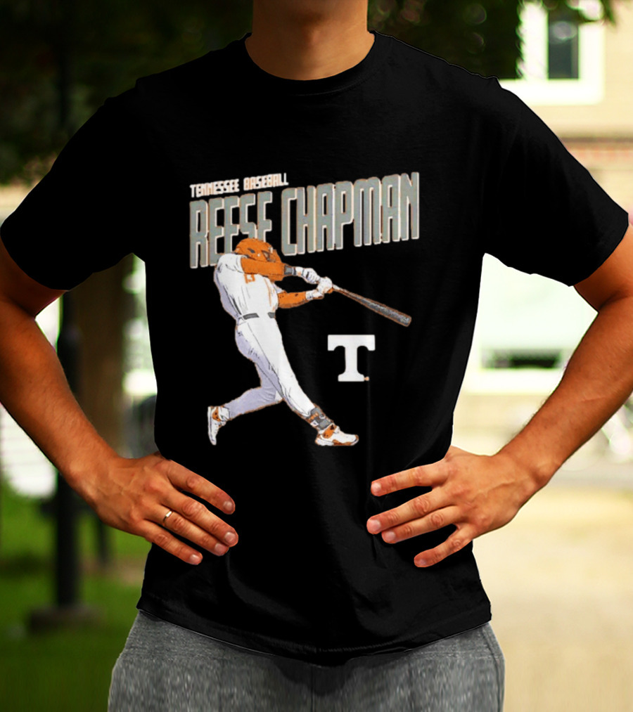 Tennessee Baseball Reese Chapman Swinging Action T-Shirt