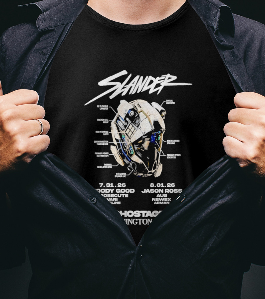Slander Echostage Washington DC Tour 2026 Moody Good Proxibit Jason Ross AU5 Dabin Mystic Grizzly 7.31.26 9.01.26 Helmet T-Shirt