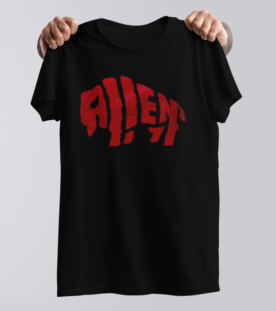Allen Buffalo Bills Football Player Red Furry Letters T-Shirt
