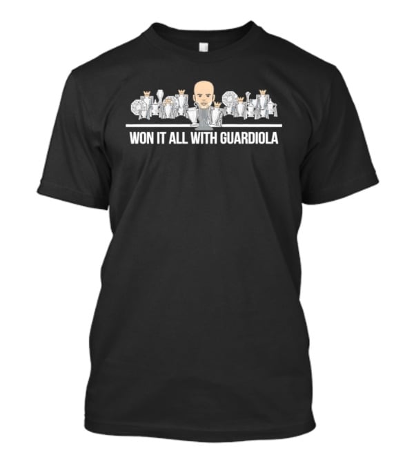 Manchester City Won It All With Guardiola Crown Illustrations T-Shirt
