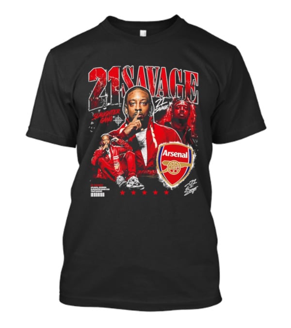 21 Savage Arsenal Collaboration Featuring Slaughter Gang Logos T-Shirt