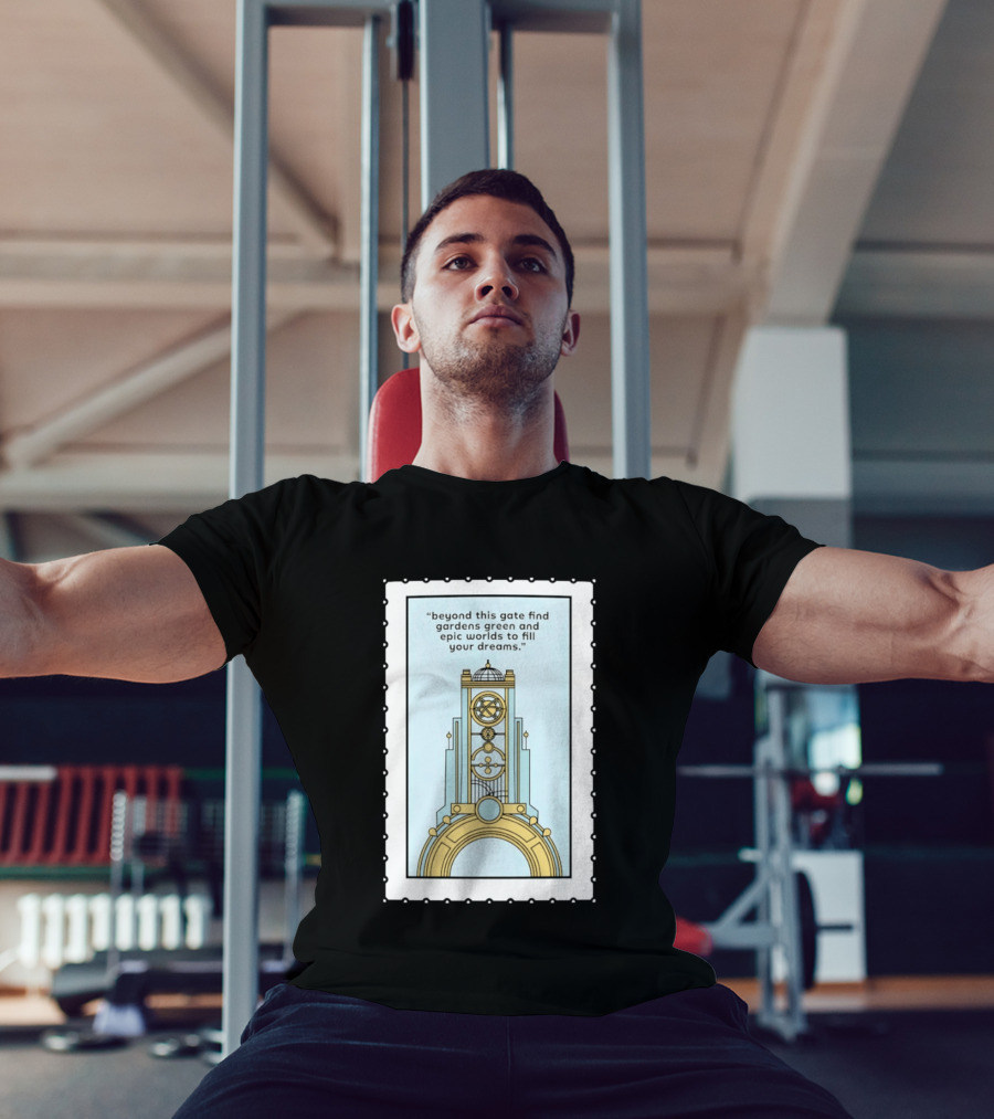Epic Worlds Gate Tower Dreams Imagination Steampunk Deco Fantasy T-Shirt