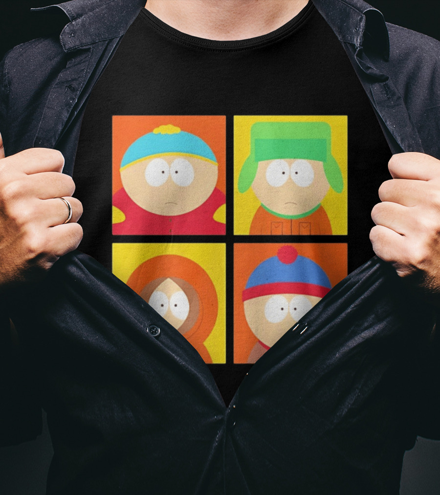 South Park Characters Cartman Kyle Kenny Stan Pop Blocks T-Shirt