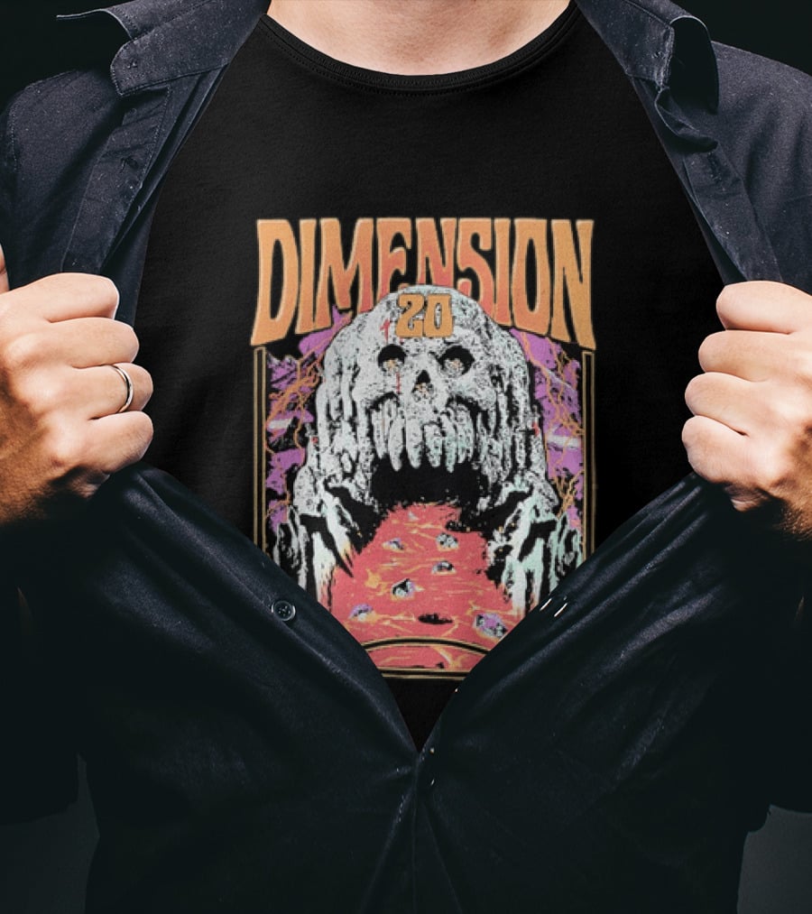 Dimension 20 Skull Lava Dice T-Shirt