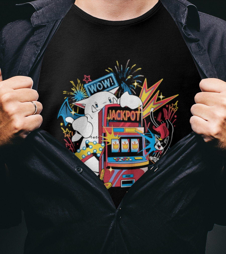Final Fantasy Moogle Jackpot Slot Machine WOW Explosion T-Shirt