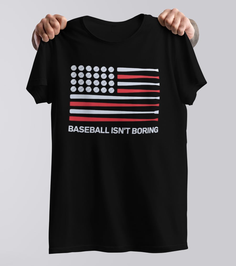 USA Flag Baseball Isn't Boring Bat T-Shirt
