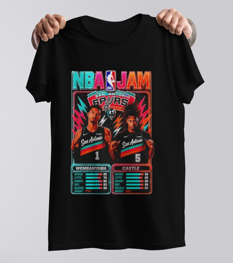 NBA Jam Wembanyama Castle San Antonio Spurs T-Shirt
