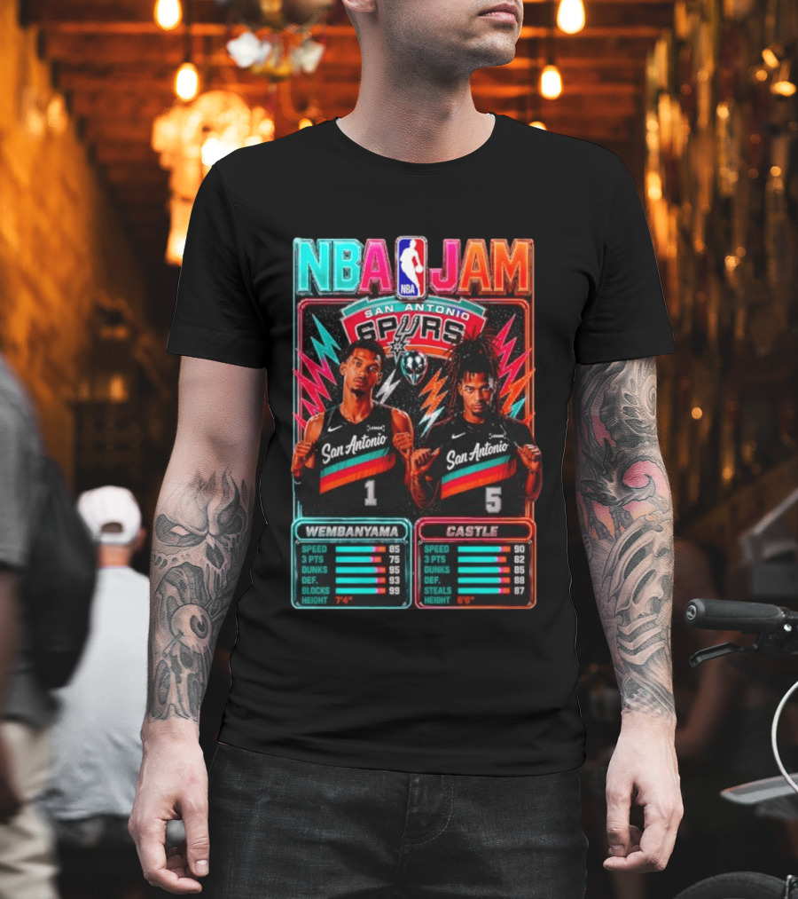 NBA Jam Wembanyama Castle San Antonio Spurs T-Shirt