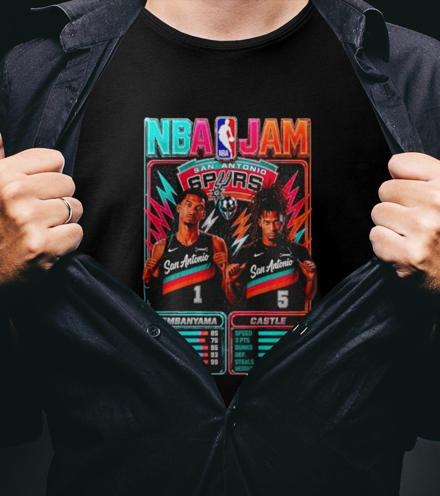 NBA Jam Wembanyama Castle San Antonio Spurs T-Shirt