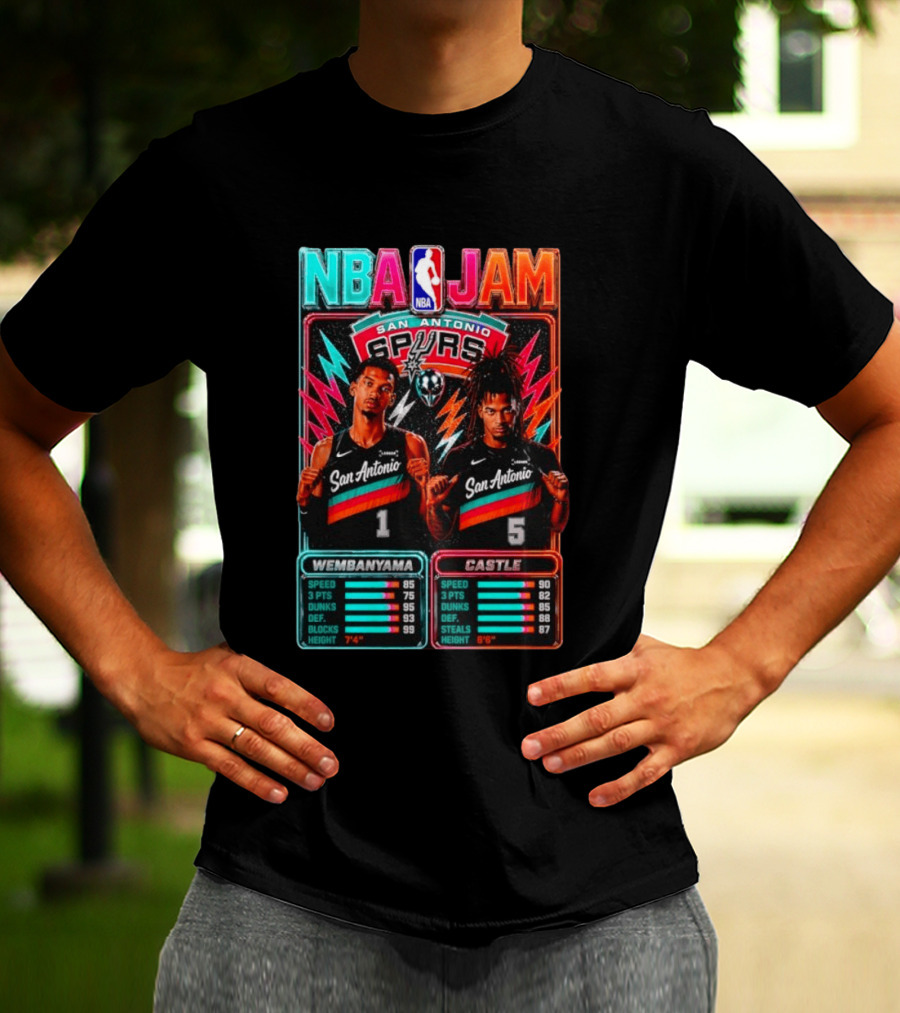 NBA Jam Wembanyama Castle San Antonio Spurs T-Shirt