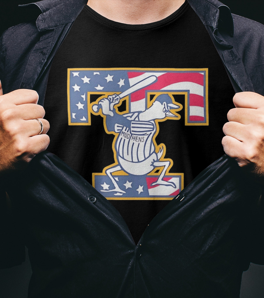 Toledo Mud Hens Muddy Stars And Stripes American Baseball T-Shirt