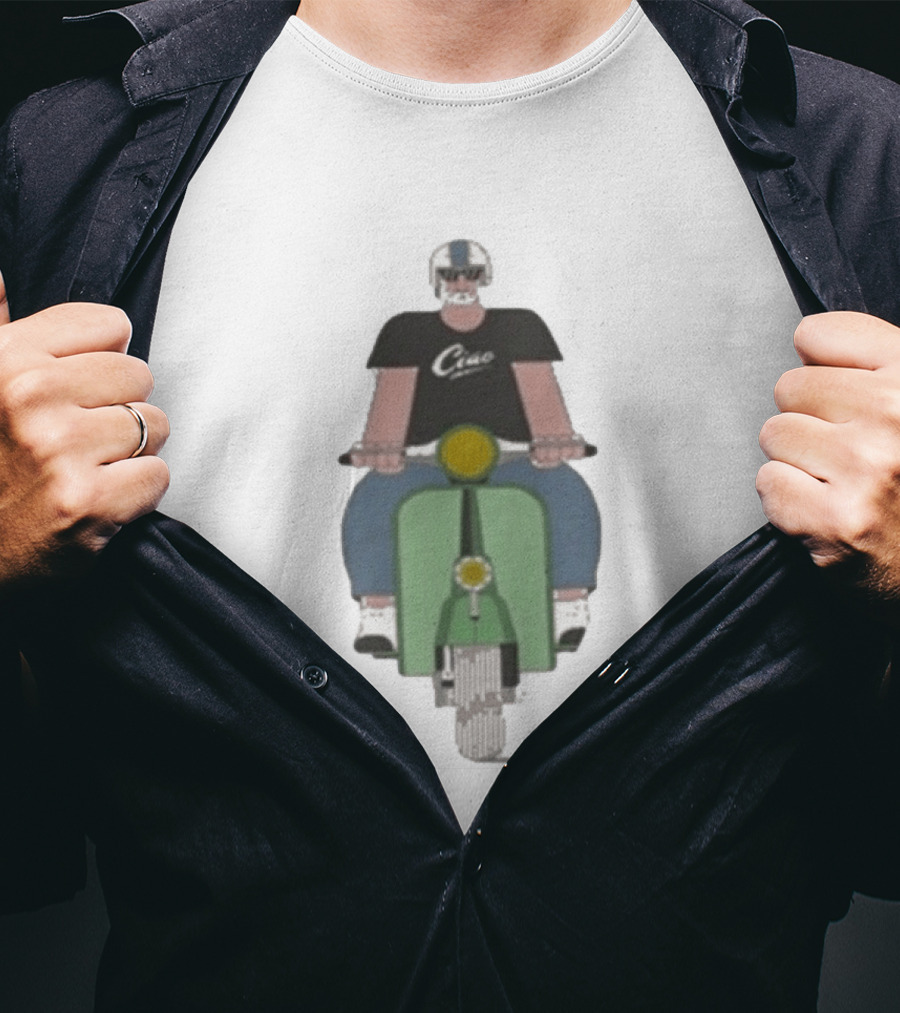 Ciao Vespa Rider With Helmet And Shades T-Shirt