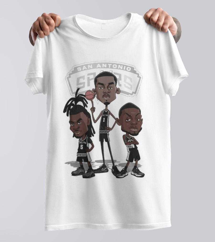 Victor Wembanyama Stephon Castle De'Aaron Fox San Antonio Spurs NBA Caricature T-Shirt