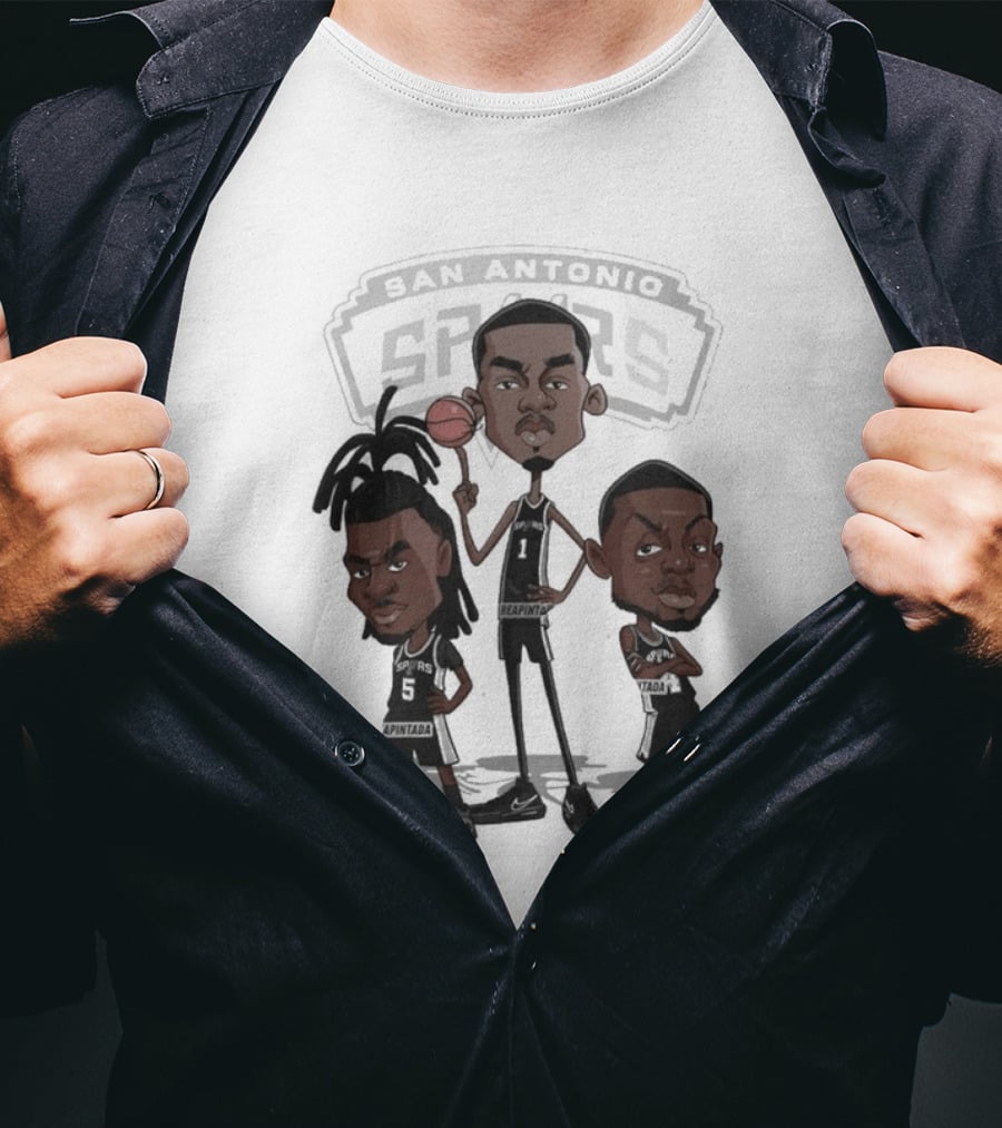 Victor Wembanyama Stephon Castle De'Aaron Fox San Antonio Spurs NBA Caricature T-Shirt