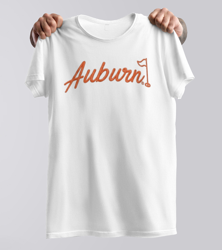 2026 Auburn Golf Flag Hat Iconic Script With Flagpole T-Shirt