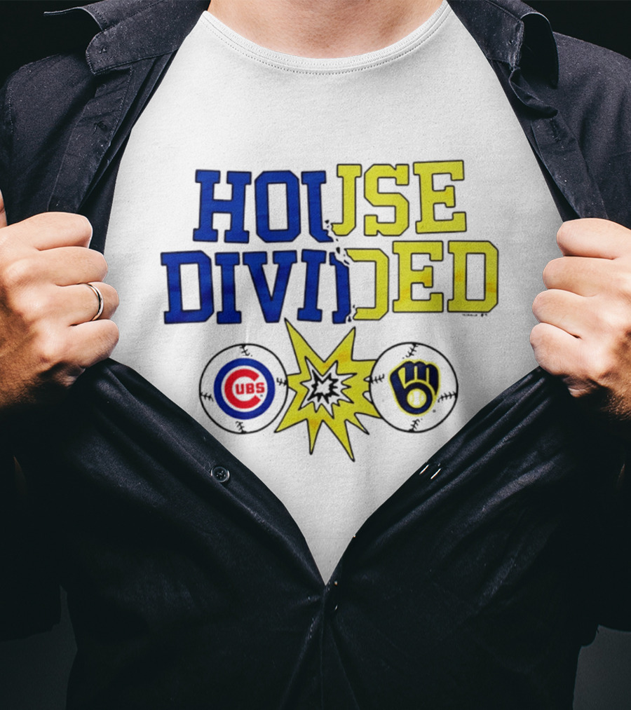 Chicago Cubs Vs Milwaukee Brewers Rivalry House Divided Fan Gear T-Shirt