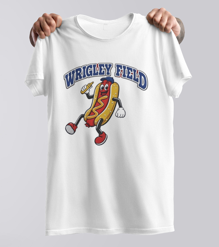 Wrigley Field Hot Dog Mascot Sprint With Mustard T-Shirt