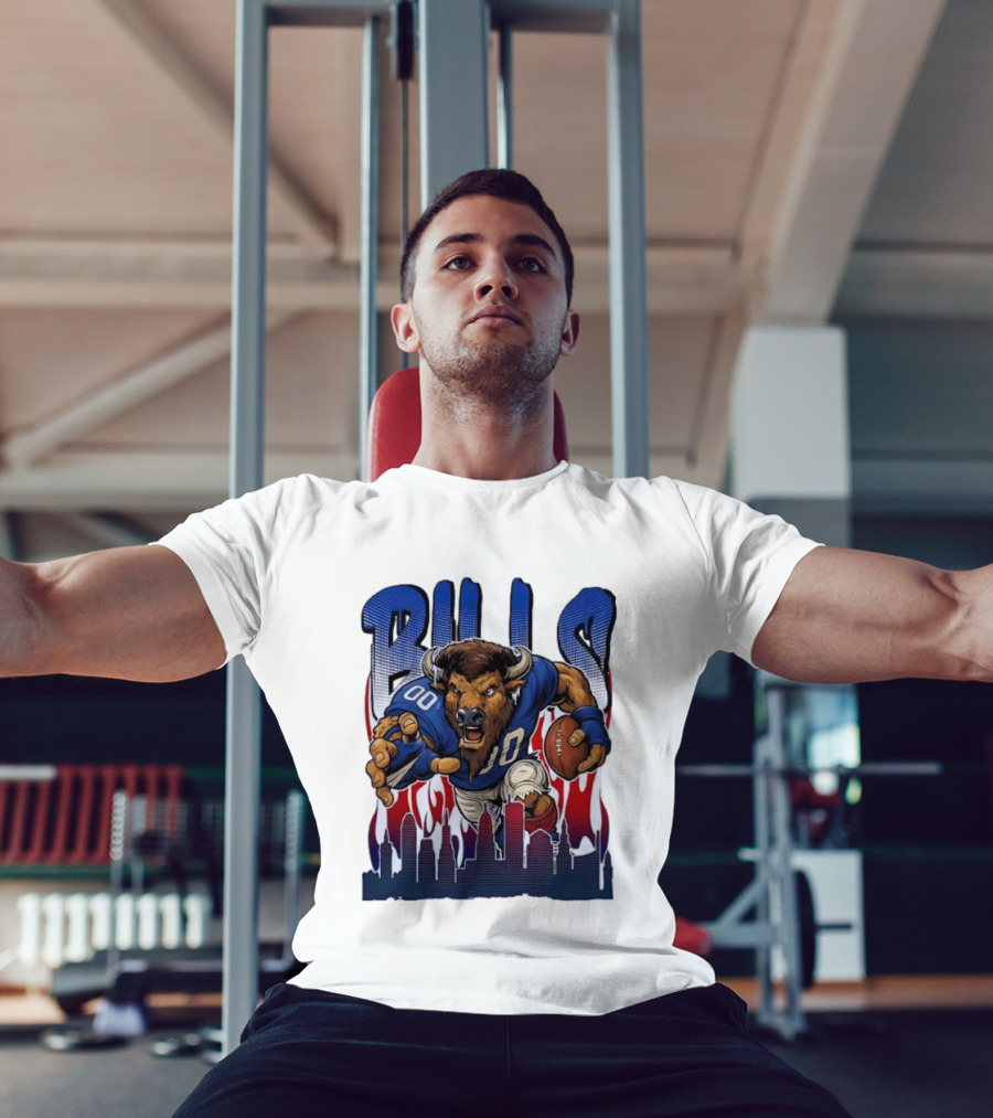Buffalo Bills Football Running Buff City Skyline T-Shirt