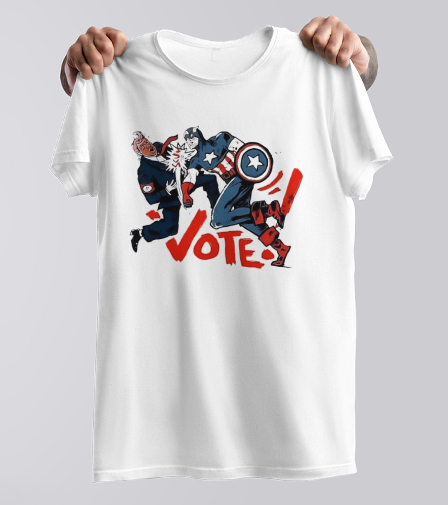 Captain America Punch Donald Trump Vote Comic T-Shirt