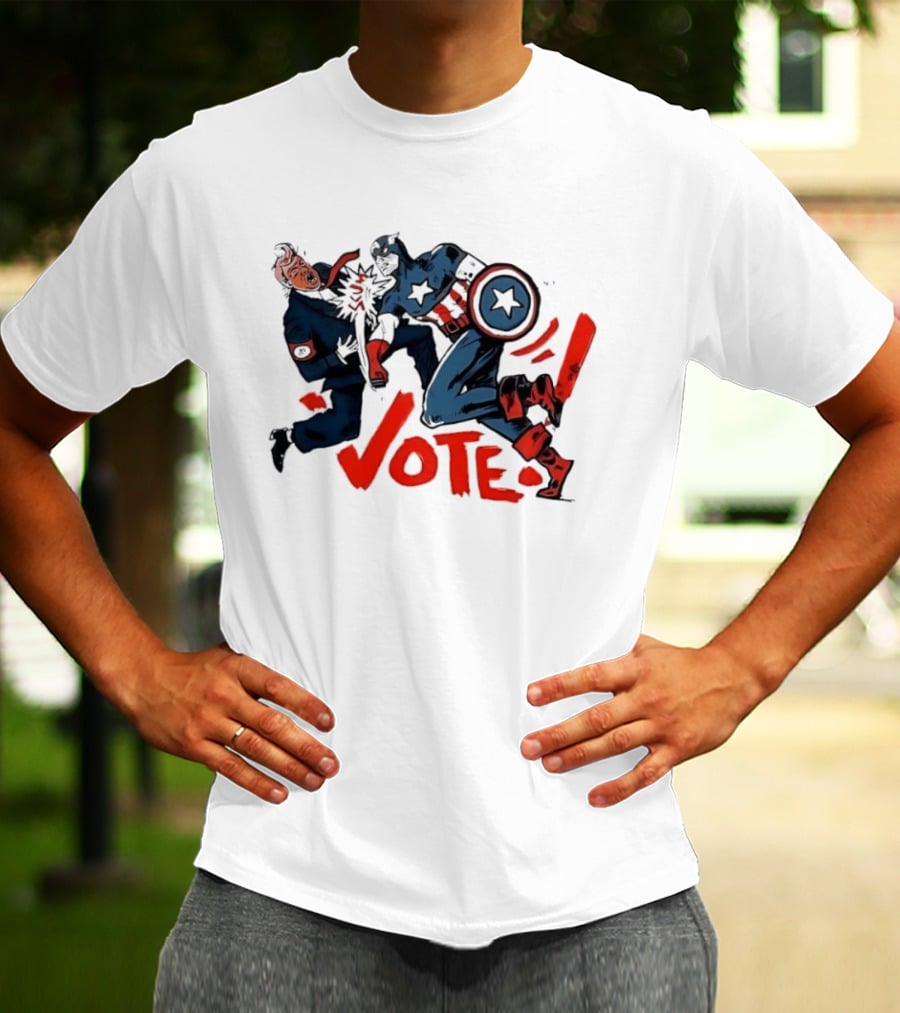 Captain America Punch Donald Trump Vote Comic T-Shirt