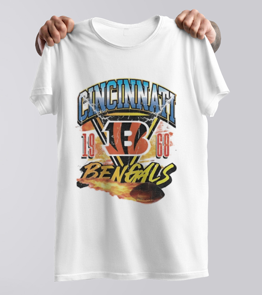 Cincinnati Bengals 1968 Flaming Football Vintage NFL T-Shirt