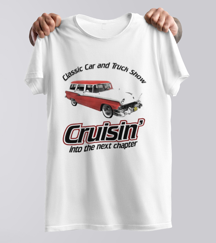 Classic Car And Truck Show Cruisin' Into The Next Chapter Vintage Red Station Wagon T-Shirt