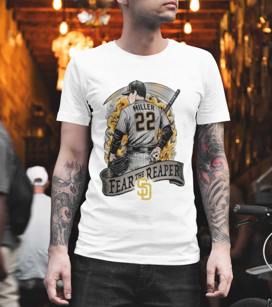 Mason Miller 22 Fear The Reaper San Diego Padres MLB T-Shirt