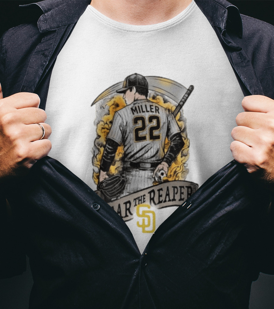 Mason Miller 22 Fear The Reaper San Diego Padres MLB T-Shirt