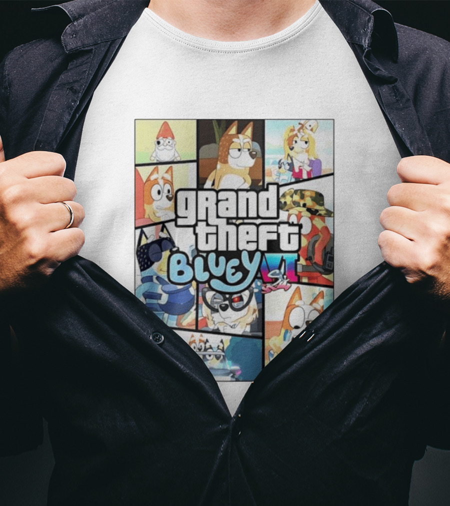 Grand Theft Bluey Funny Cartoon T-Shirt