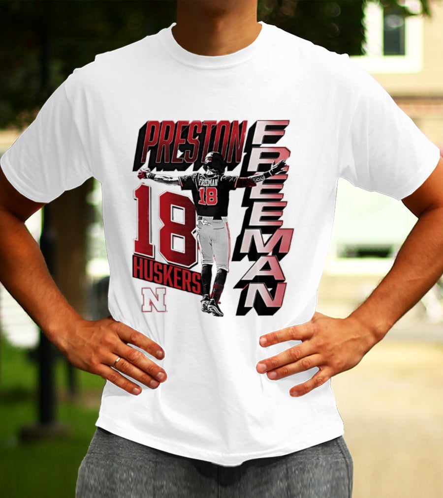 Preston Freeman 18 Huskers Nebraska Football Player T-Shirt