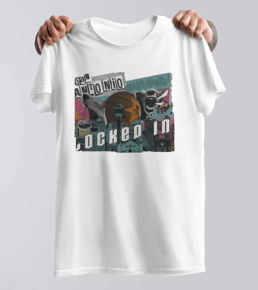 San Antonio Locked In Make Noise Basketball Skyline T-Shirt