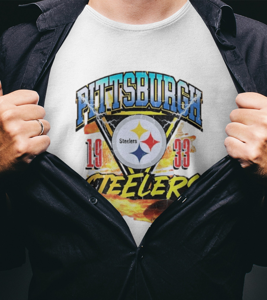 Pittsburgh Steelers 1933 Football Flame T-Shirt