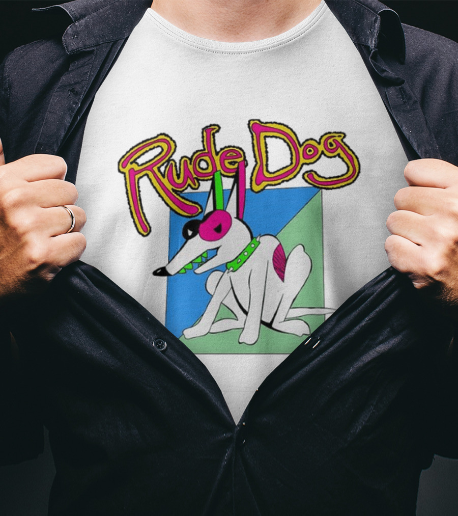 Rude Dog Retro 80s Cartoon Style Colorful T-Shirt
