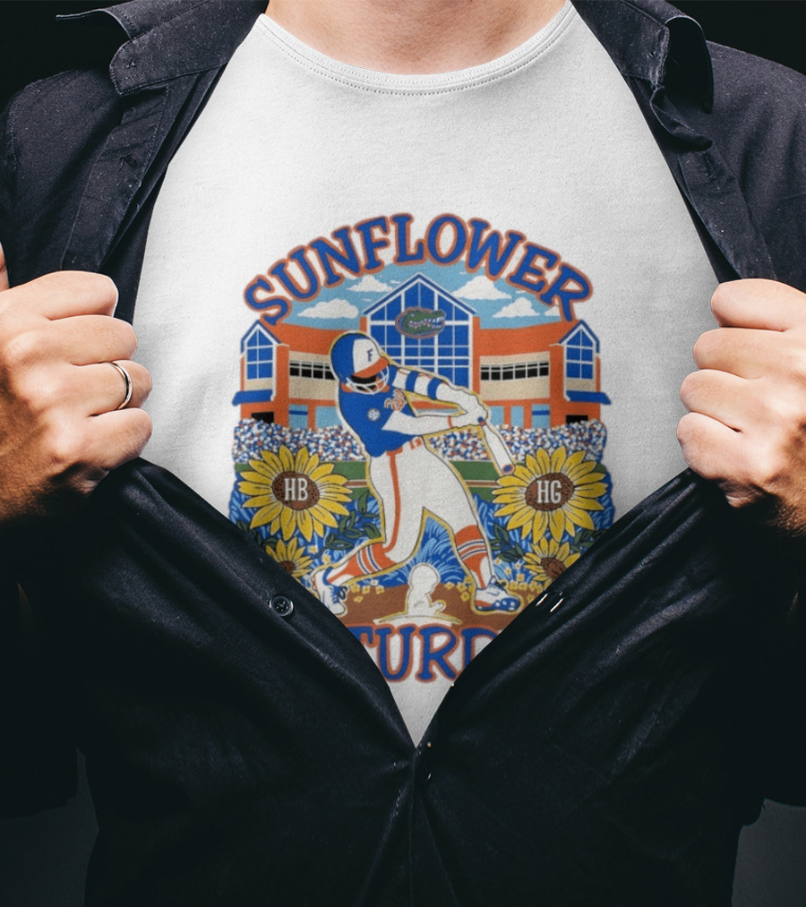 Florida Gators Sunflower Baseball Saturday T-Shirt