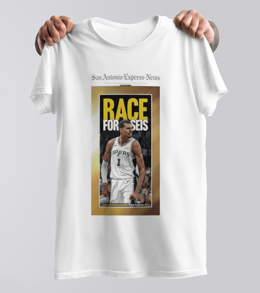 San Antonio Express News Victor Wembanyama Spurs Race For Seis Basketball T-Shirt