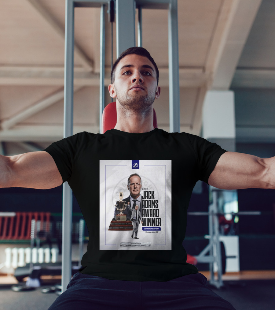 2026 Jack Adams Award Winner Jon Cooper Florida Blue Tampa Bay Lightning 1st Time Recipient 50 26 6 Record 108 Points T-Shirt