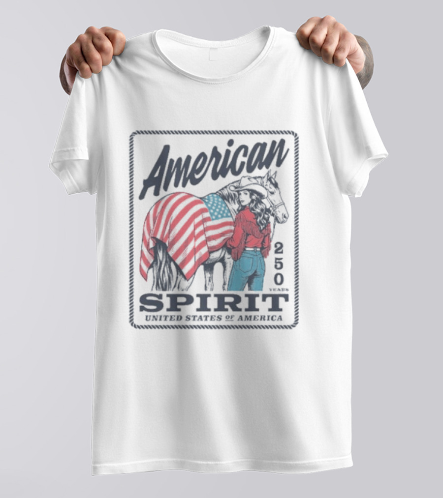 American Spirit 250 United States Of America Horse And Rider With Flag Blanket T-Shirt