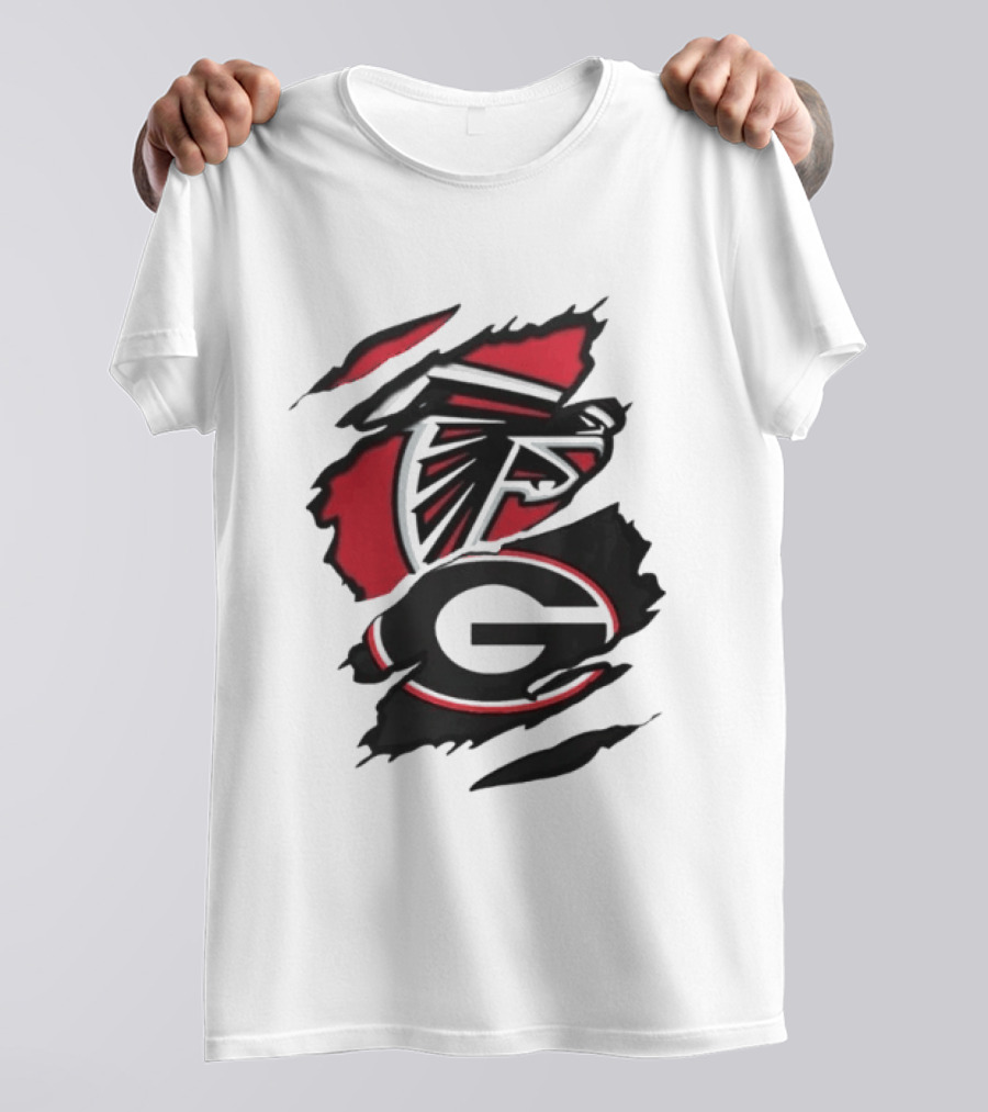 Atlanta Falcons Georgia Bulldogs Sports Team Graphic Rip T-Shirt
