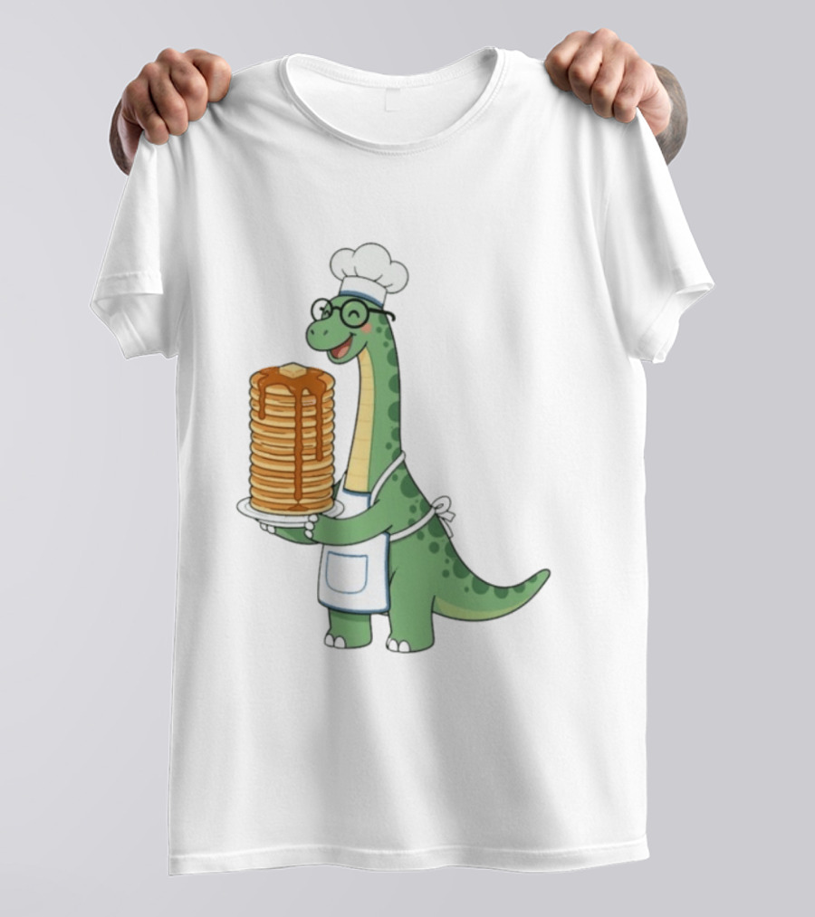 Chef Dinosaur With Towering Pancakes And A Smile T-Shirt