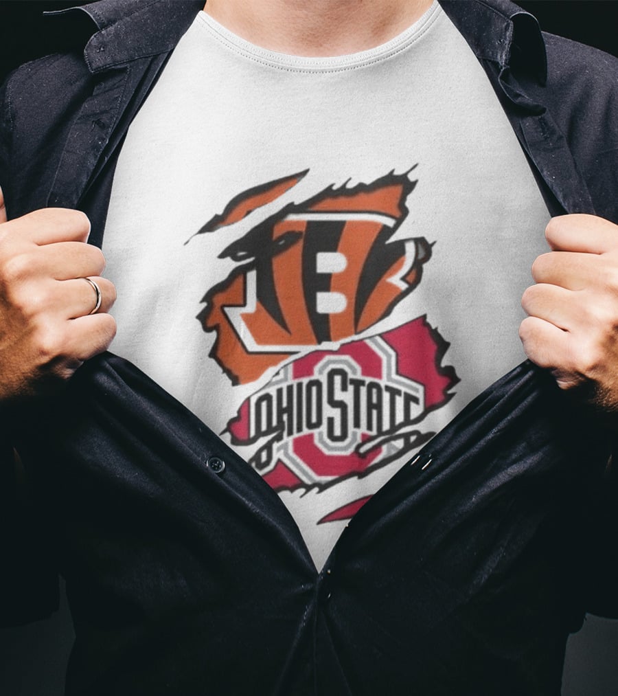 Cincinnati Bengals Ohio State Buckeyes Rip Effect NCAA Collaboration T-Shirt