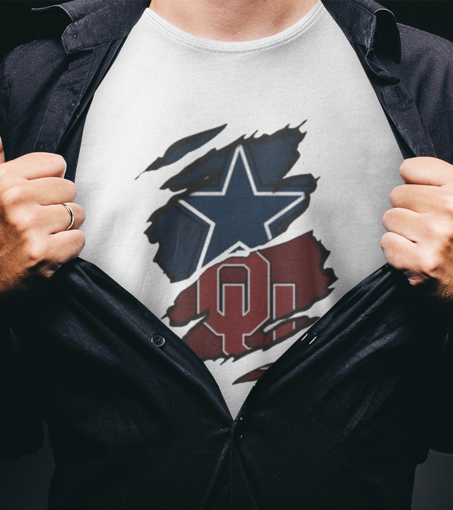 Dallas Cowboys Oklahoma Sooners NCAA Sports Ripped Star OU T-Shirt