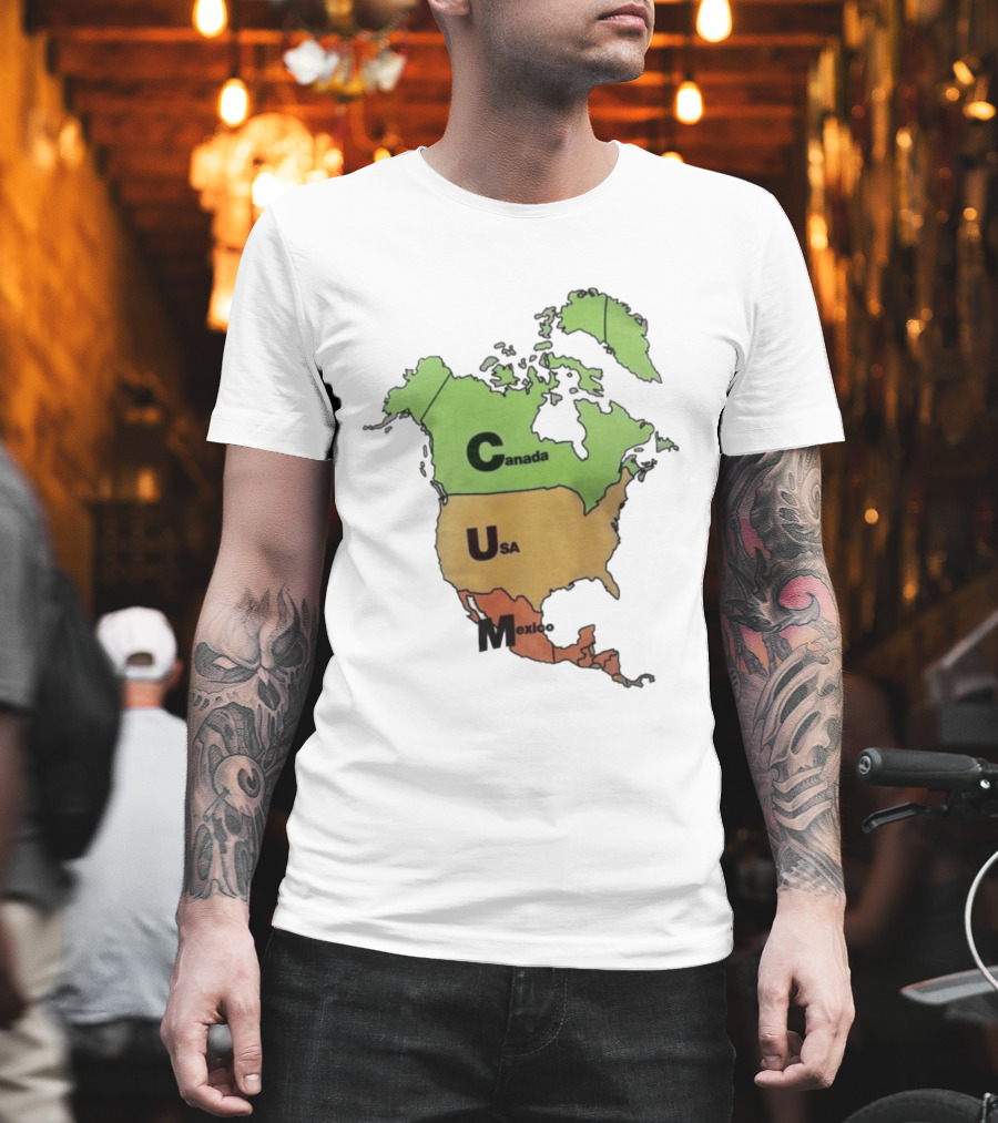 North America Map Canada USA Mexico Geography Continent Country T-Shirt