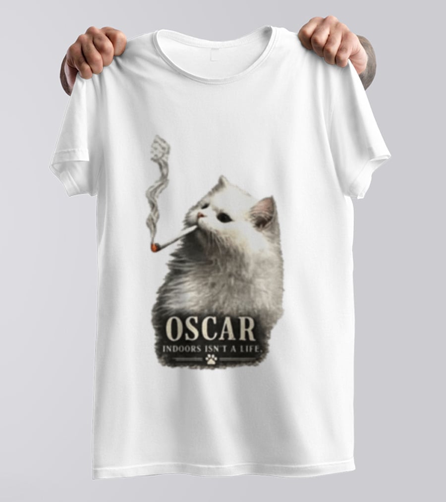 Oscar Indoors Isn't A Life Cat Smoking Cigarette T-Shirt