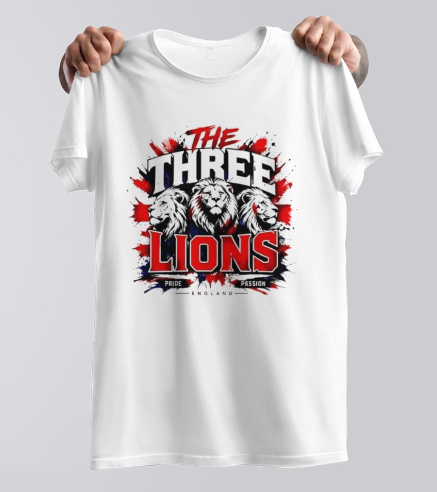 The Three Lions England Pride Red Blue Black Splatter T-Shirt