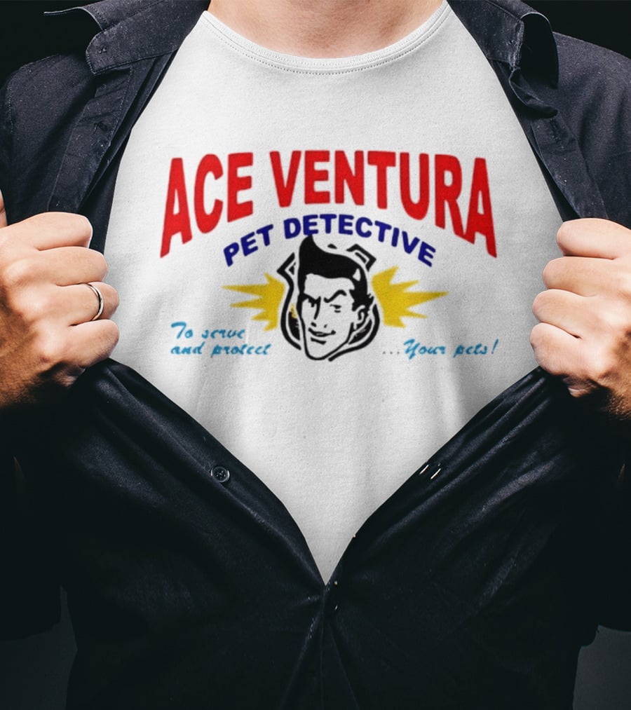 Ace Ventura Pet Detective To Serve And Protect Your Pets Movie Iconic Character Yellow Lightning T-Shirt