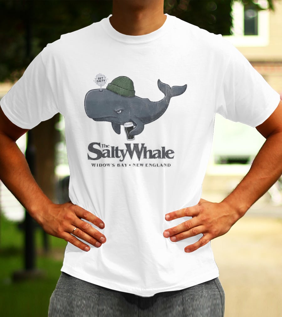 Get Salty Whale New England Beer Drinker Nautical Widows Bay T-Shirt