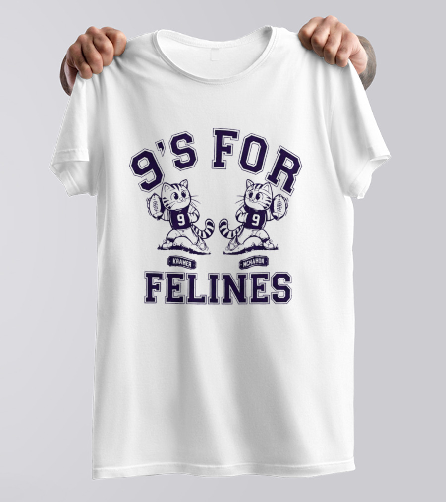 Kramer McMahon 9s For Cartoon Cats Football Felines T-Shirt