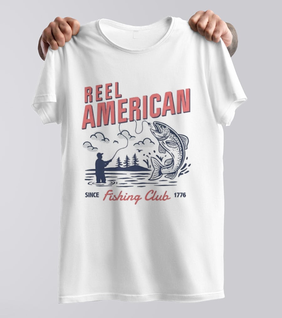 Reel American Fishing Club Since 1776 Fly Fishing Trout Angler United States T-Shirt